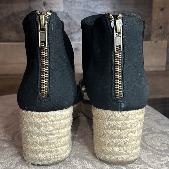 Moda Spana Kacy Espadrille Wedges with Ankle Zip Size 8.5 Black - Picture 4 of 10